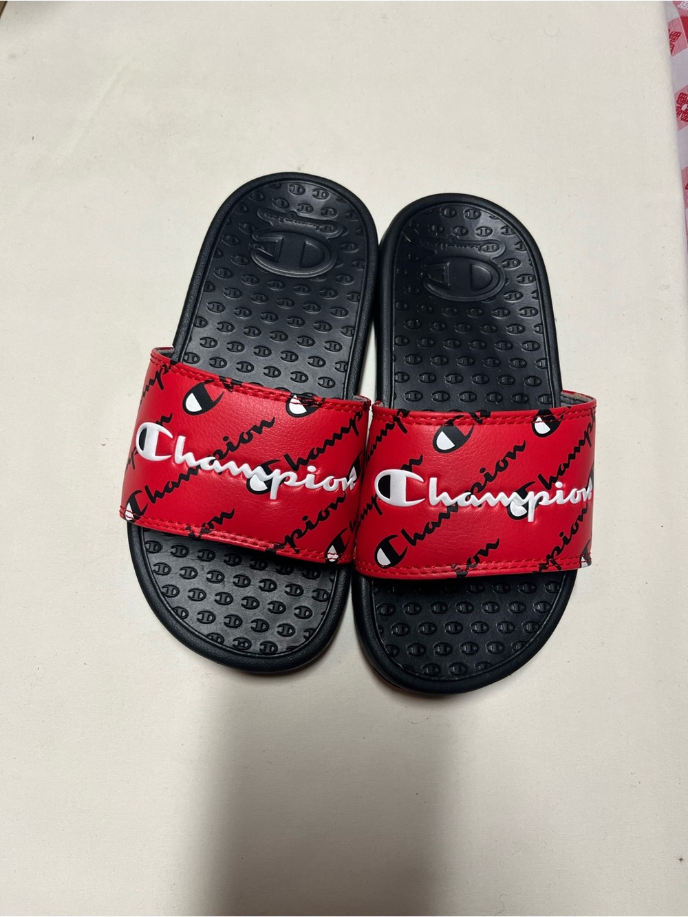 Champion Kids' Red Slide Sandals sz 11c
